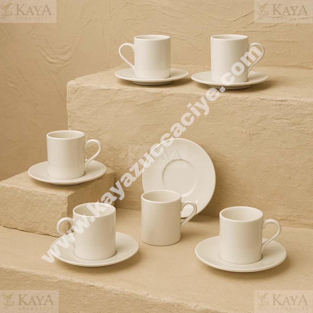 PORLİNE PORSELEN KAHVE TAKIMI 6 LI SADE 1*6