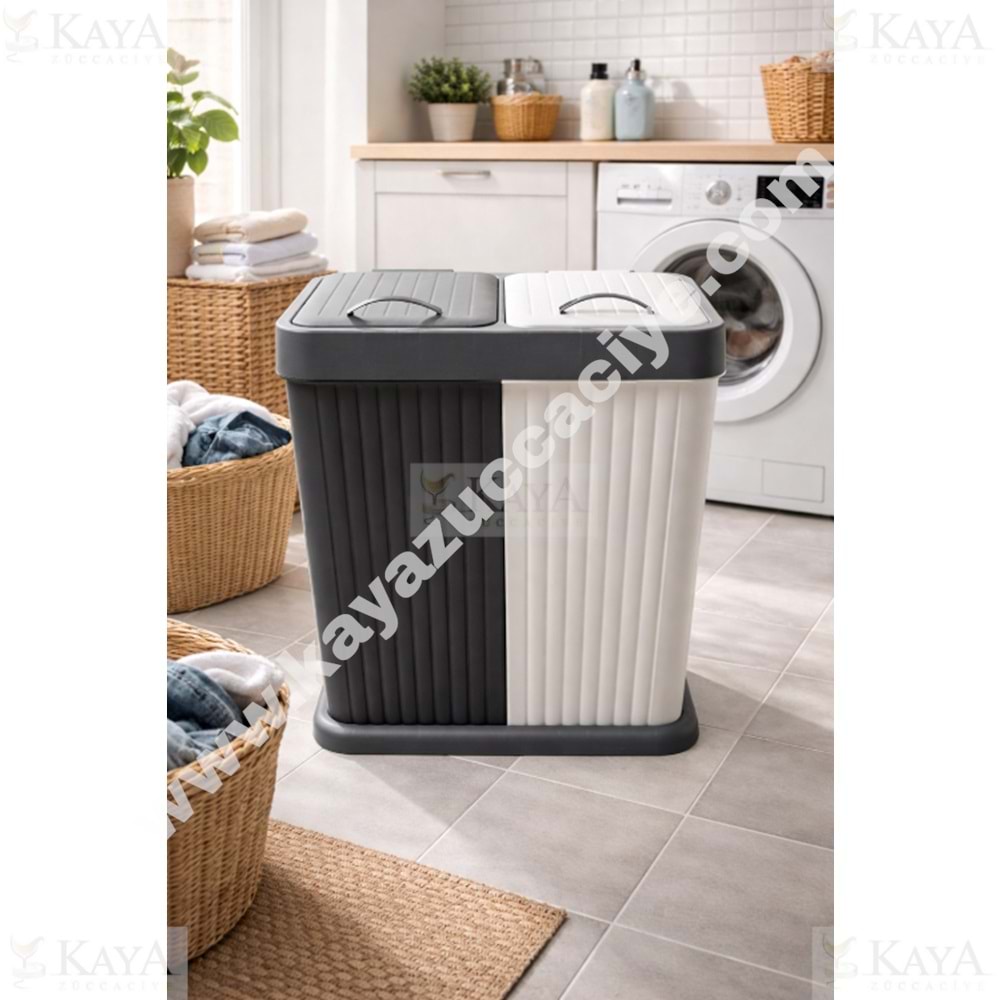 ALACA TWİNS ÇAMAŞIR SEPETİ KİRLİ 2 BÖLMELİ 80 LT 1*1