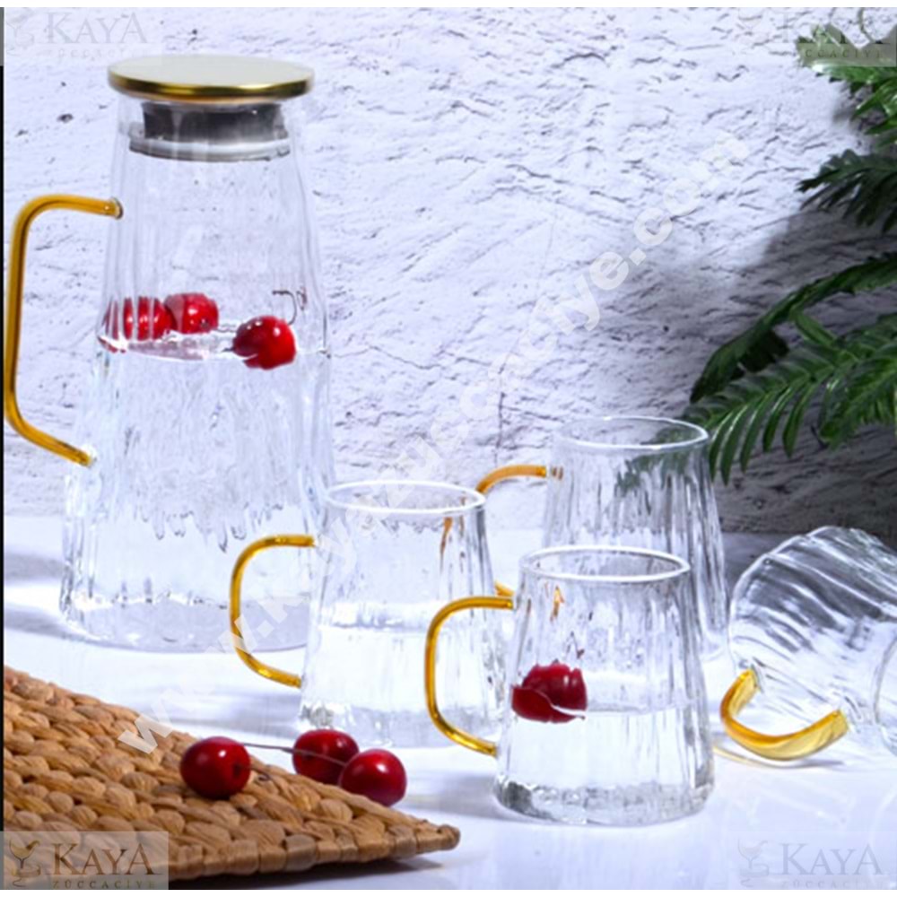 KSV CAM 5 PARÇA SU SETİ GOLD KULP 1,5 LT&400 ML 1*6