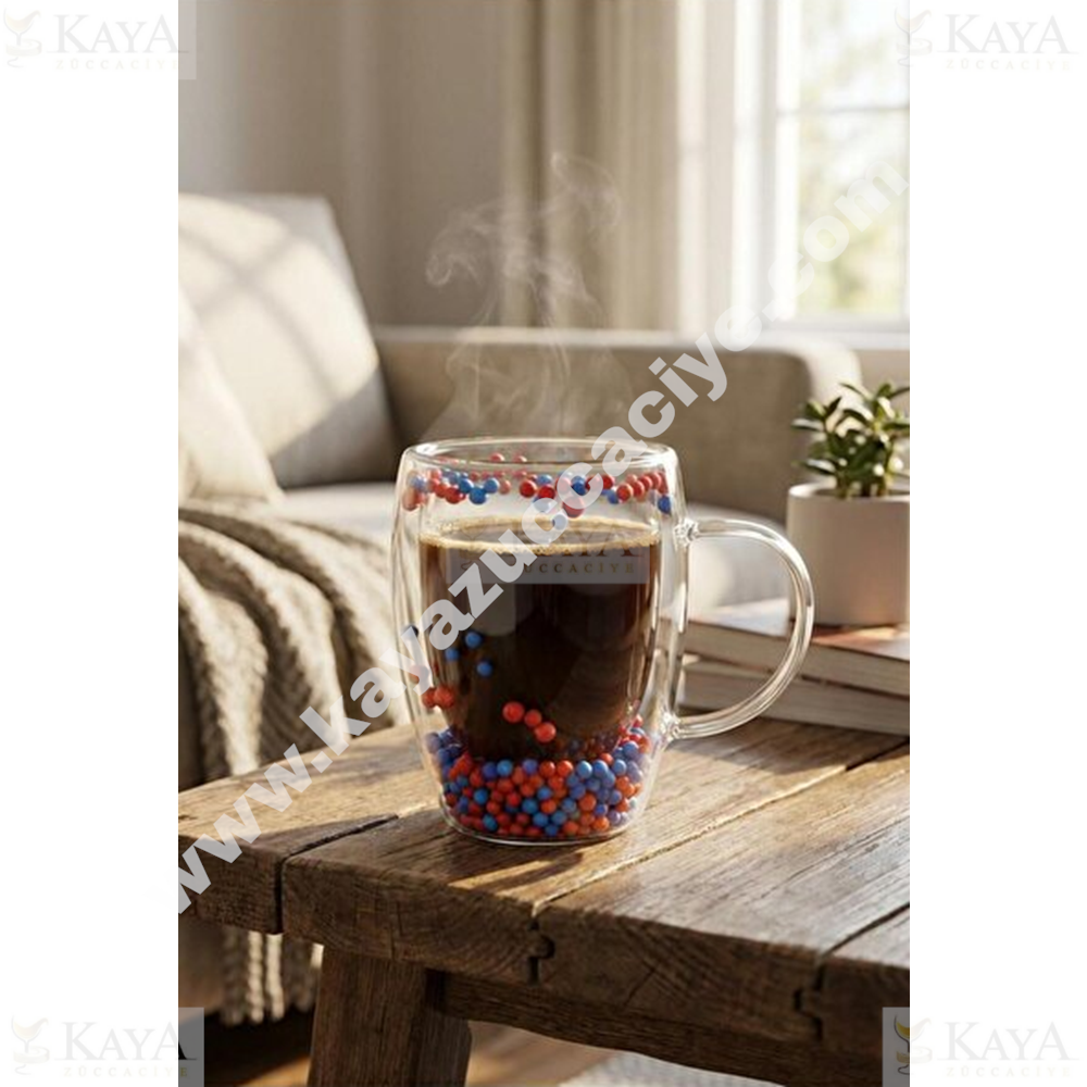 SVR CİDARLI BONCUKLU CAM BARDAK 350 ML 1*100