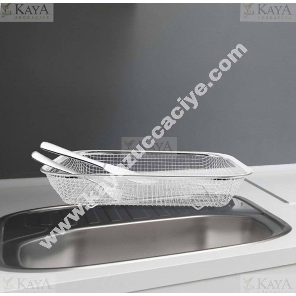 BZD IVORY SÜZGEÇ KARE KROM TEL SEPET 30x22 CM 1*72