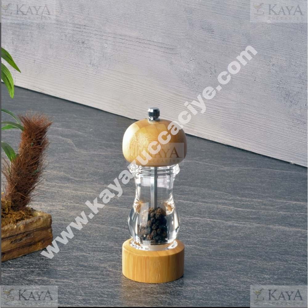 THN AKRİLİK BAHARATLIK ÖĞÜTÜCÜ DEĞİRMEN BAMBU 15 CM 1*24