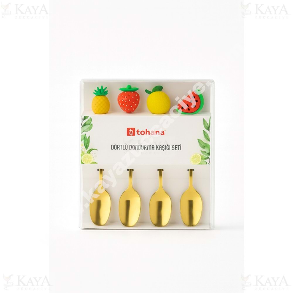 THN DONDURMA KAŞIĞI GOLD 4 LÜ MEYVE FİGÜRLÜ 1*12
