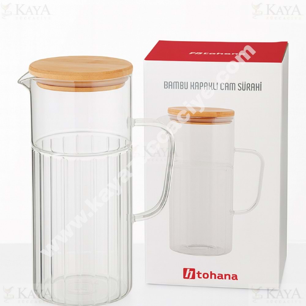 THN CAM SÜRAHİ BAMBU KAPAKLI 1,5 LT 1*12
