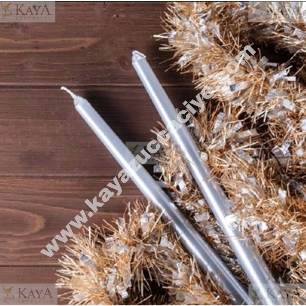 THN MUM ŞAMDAN DEKORATİF GÜMÜŞ MUM 1*36