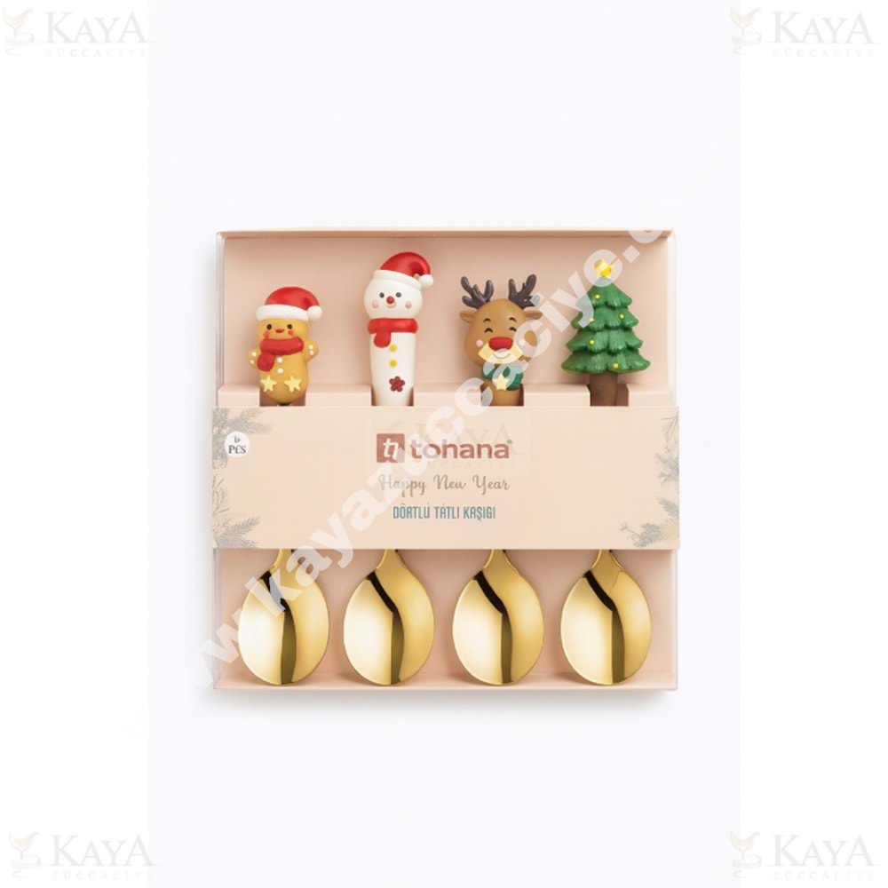 THN TATLI KAŞIĞI GOLD 4 LÜ YENİ YIL FİGÜRLÜ 1*12