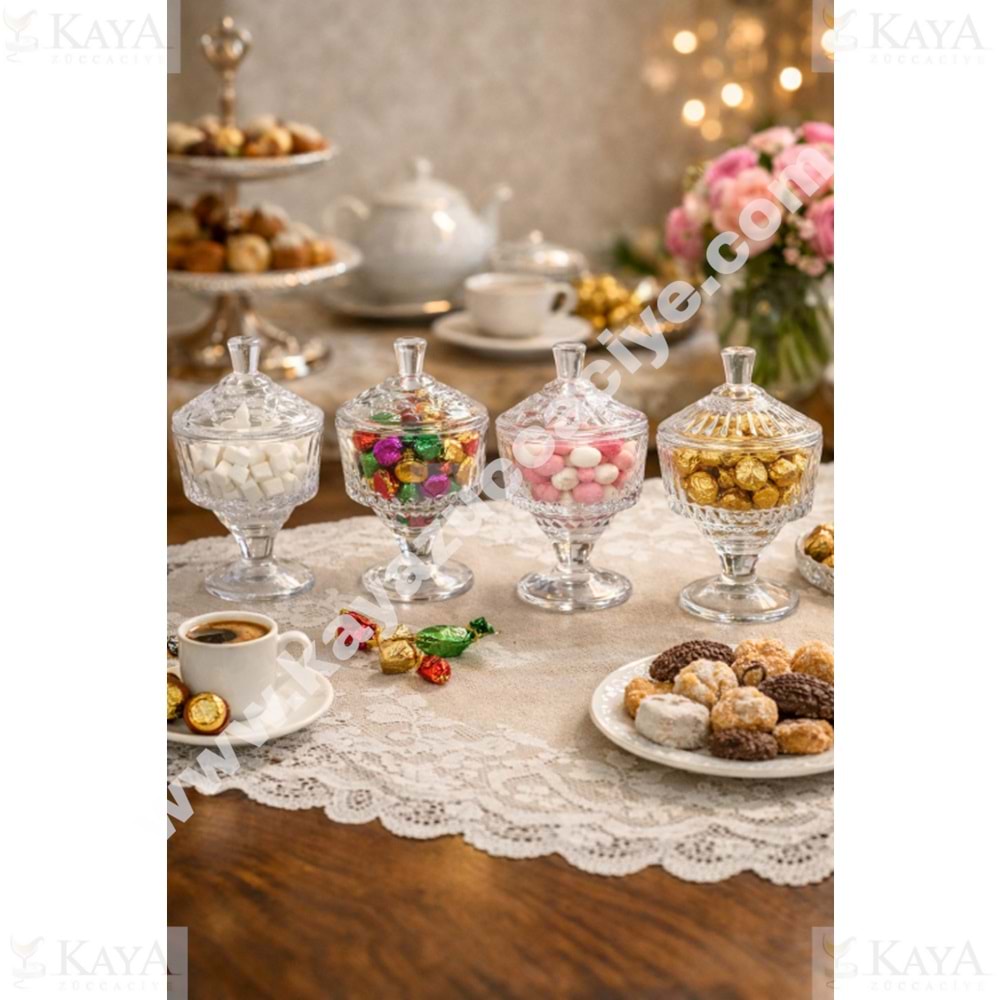 TEKBİR CAM ŞEKERLİK AYAKLI 4 MODEL 1*24