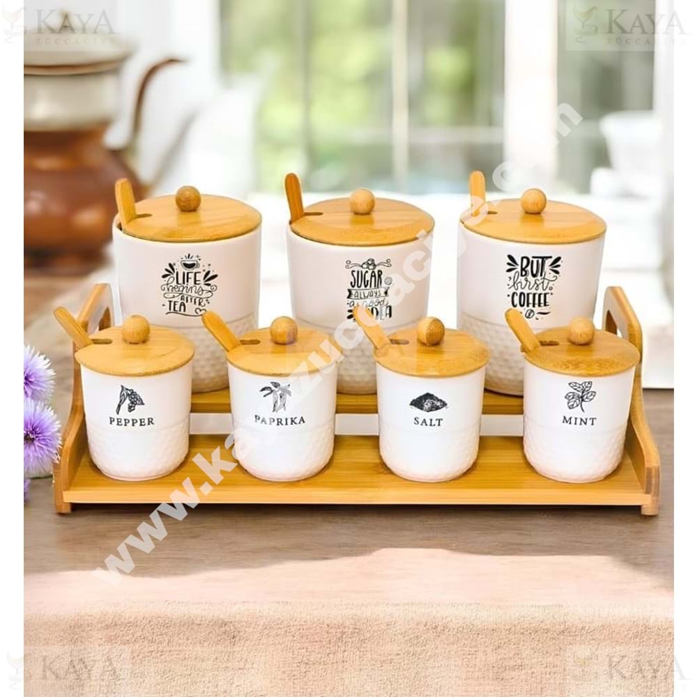 TUTKU AHŞAP STANDLI 7 Lİ BAHARAT TAKIMI 1*6