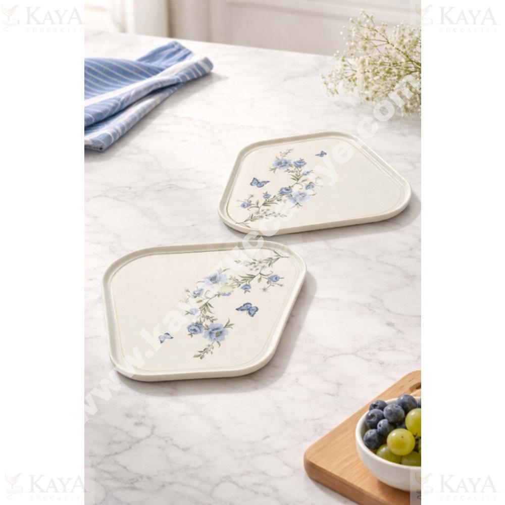 ALİNA HOME ÜÇGEN MAVİ YUVARLAK SERVİS 26,5 CM 1*12