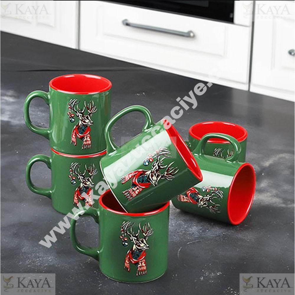 KSV KUPA PORSELEN SCARFED DEER ÇİFT RENK SİLİNDİRİK KUPA 1*24