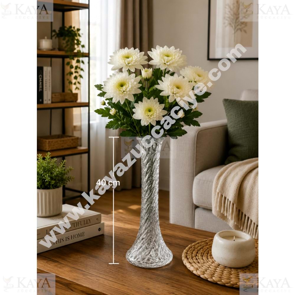 GLD CAM VAZO BURGU DESEN FİL AYAĞI VAZO 40 CM 1*6