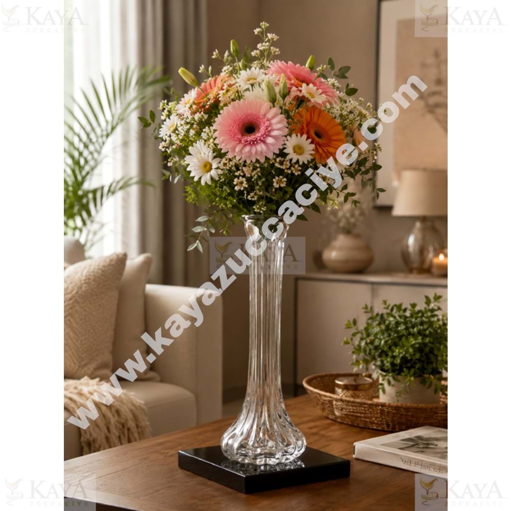 GLD CAM VAZO DAMLA DESEN FİL AYAĞI VAZO 40 CM 1*6
