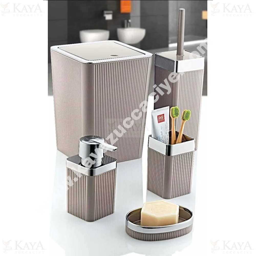 DOLLY BANYO SETİ MAXEL MİMOZA ÇİZGİLİ 5 Lİ KROM