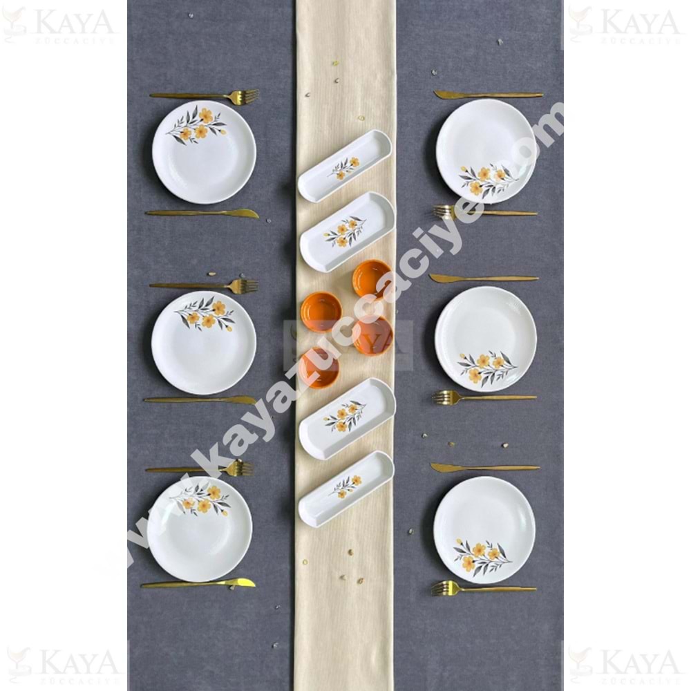 ALİNA HOME 14 PARÇA YUVARLAK YELLOW MODEL KAHVALTI SETİ 1*1