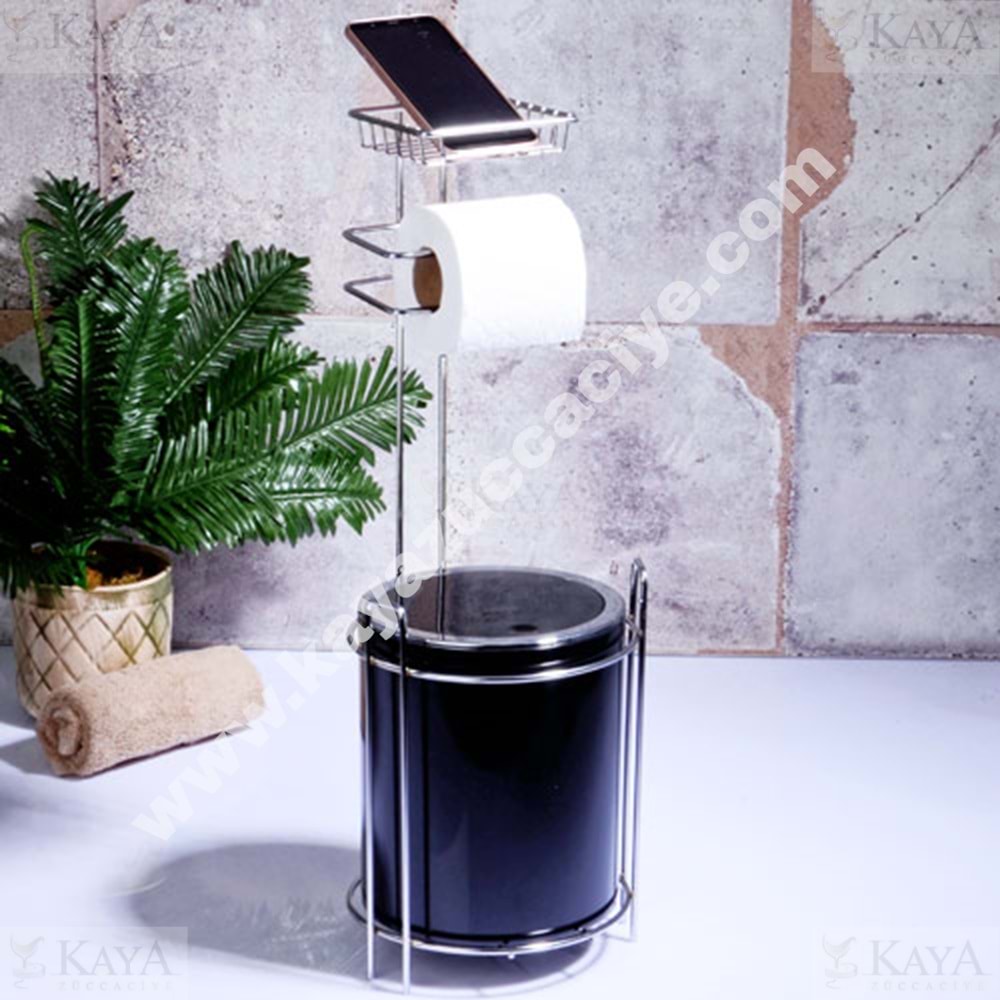 KSV OKYANUS YEDEKLİ WC KAĞITLIK YUV. SİYAH ÇÖP KOVASI AKB-755S 1*6