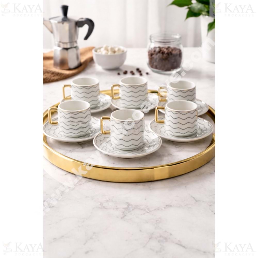 TEKBİR PORSELEN KAHVE TAKIMI SİYAH ÇİZGİLİ 1*12