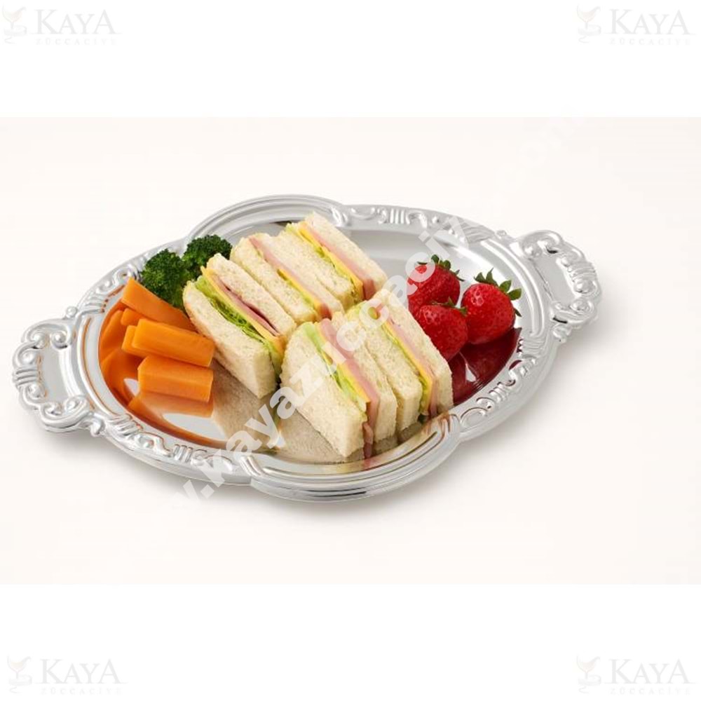 CNM PRES OSMANLI DESEN GÜMÜŞ PASLANMAZ TEPSİ 30x21 CM