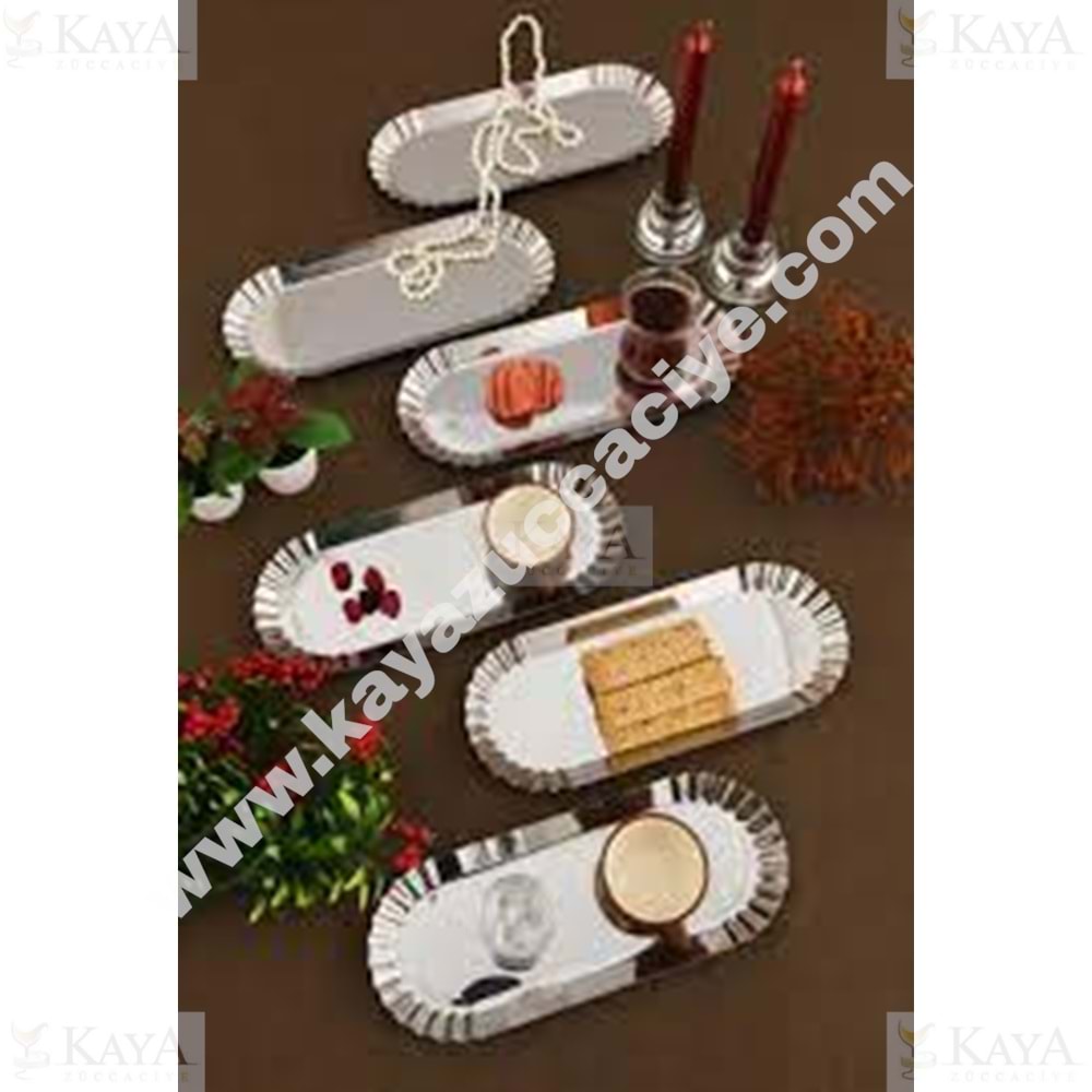 CNM PRES KAYIK GÜMÜŞ TIRTIKLI PASLANMAZ TEPSİ 30,5x12,5 CM