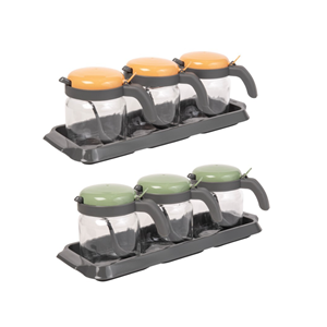 HEREVİN BAHARATLIK CAM KAŞIKLI STANDLI 3 LÜ 425 ML 1*8