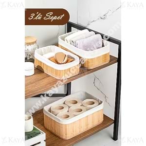 MTR BAMBU DİKDÖRTGEN 3 LÜ SEPET 1*20