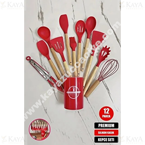 MTR SİLİKON AHŞAP SAPLI MUTFAK SETİ 12 PARÇA 1*24