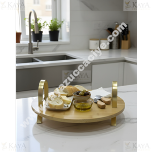 MTR BAMBU SUNUMLUK YUVARLAK AYAKLI VE TUTMALI 32 CM 1*36