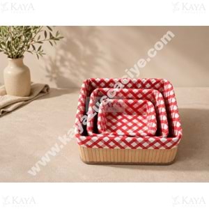 AJE BAMBU SEPET ÇOK AMAÇLI KARE 3 LÜ 17-21-25 CM 1*12