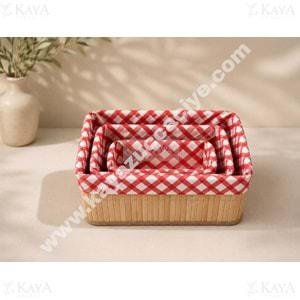 AJE BAMBU SEPET ÇOK AMAÇLI DİKDÖRTGEN 3 LÜ 20-25-30 CM 1*12