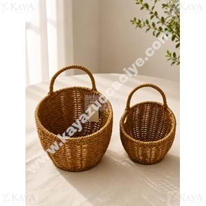 AJE HASIR SEPET RATTAN GÖRÜNÜMLÜ 2 Lİ ASILABİLİR 11-14 CM 1*80