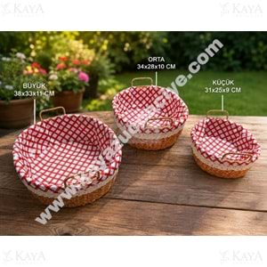 AJE HASIR SEPET ÇOK AMAÇLI KULPLU OVAL 3 LÜ SEPET 1*12