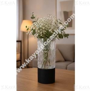 AJE VAZO AHŞAP TABANLI CAM DEKORATİF VAZO 10x25 CM 1*24