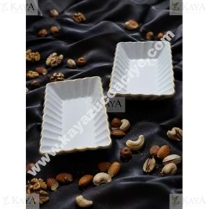 ASEL SERAMİK KAHVALTILIK DİKDÖRTGEN BEYAZ ÇEREZLİK 14x9 CM 1*68