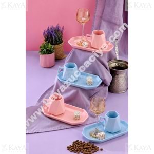 ASEL SERAMİK FİNCAN SETİ 2 Lİ PRİZMA MODEL TABAKLI 1*24