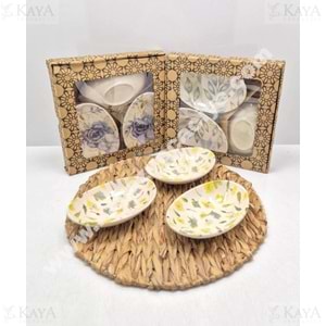 ASEL SERAMİK ÇEREZLİK 3 LÜ OVAL 12x17,5 CM
