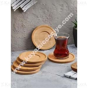 BALSA BAMBU ÇAY TABAĞI TUVARLAK 6 LI 10 CM 1*48