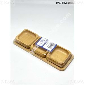 BZD IVORY BAMBU SUNUMLUK 3 LÜ SET KARE ÇEREZLİK 1*36