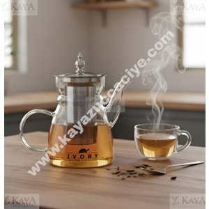 BZD IVORY CAM DEMLİK SÜZGEÇLİ BOROSİLİKAT 800 ML 1*24