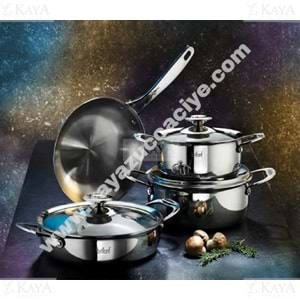 BRİLLANT 7 PARÇA BELLATRİX ÇELİK TENCERE SETİ