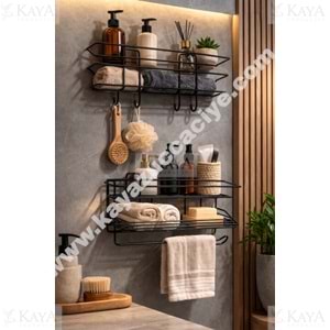 DECOREV METAL RAF TEK KATLI ASKILIKLI SİYAH