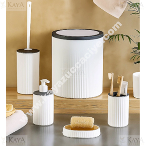 DECOREV BANYO SETİ 5 PARÇA GRİ ŞERİT 1*1