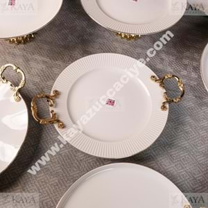 DRT SUNUM TABAĞI YUVARLAK SUNUMLUK GOLD AYAKLI KULPLU 25 CM 1*12