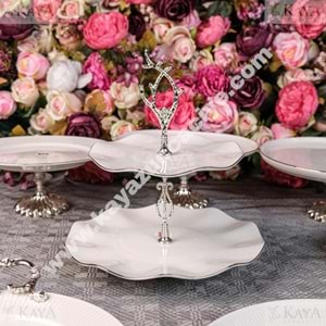 DRT KATLI KURABİYELİK NESRİN MODEL PLATİN YALDIZLI 27x27 CM 1*12