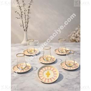 DRT ÇAY SETİ RÜZGAR DESEN PEMBE DEKAL 12 PARÇA 1*12