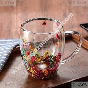ENF CİDARLI ÇİÇEKLİ CAM BARDAK 350 ML 1*60