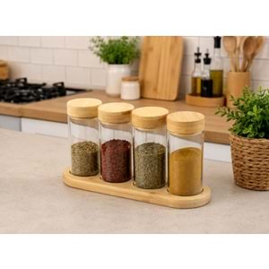 GLD CAM BAHARATLIK BAMBU STANDLI 4 LÜ YUVARLAK 1*36