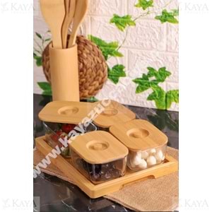 BAMBUM PİLİCA 9 PARÇA CAM KAHVALTILIK SETİ