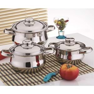 GÜLSAN ÇELİK GÜVEÇ SET ÇELİK KAPAK 14-16-18 CM DİDE 1*6