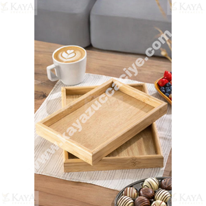 DİAMONDS AYAYDIN AHŞAP TEPSİ 2 Lİ PESİ SETİ 35x25 - 30x20 CM 1*20