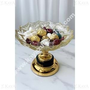 CNM CAM AYAKLI YUVARLAK KÜÇÜK SUNUMLUK SARI 12x19 CM 1*14