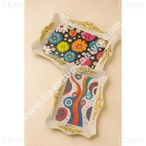 İSRA LÜX BEYAZ BÜYÜK 2 Lİ KARE OTANTİK TEPSİ 44x33-34x26 CM 1*18
